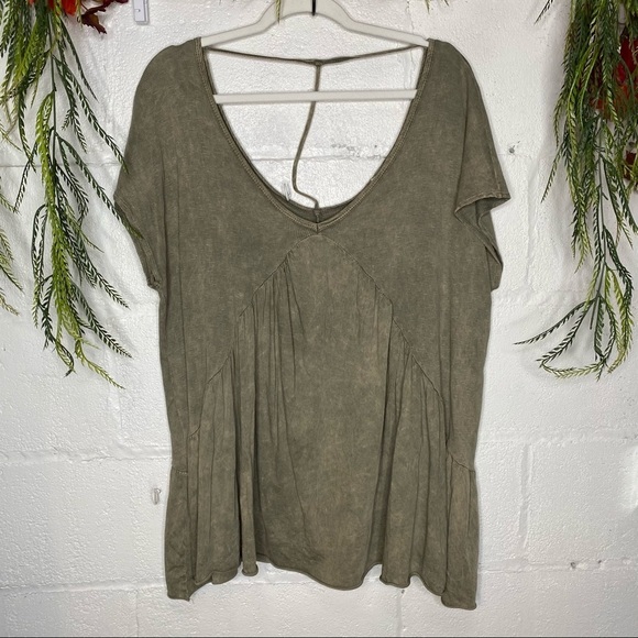 Hummingbird Acid Wash Green T Back Short Sleeve Swing Tee Oversized Size Large - Picture 1 of 7